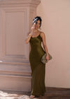 Luminous Sheerfall Satin Maxi Dress Green