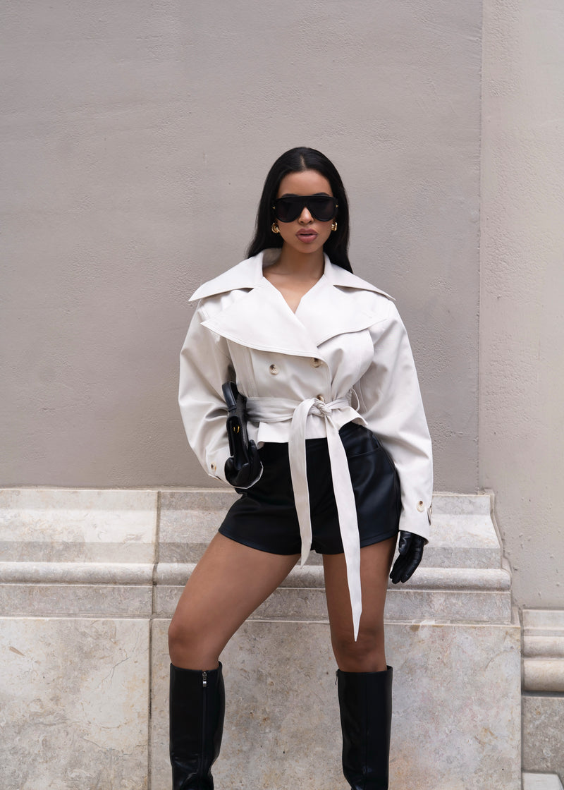 In Demand Cropped Trench Coat Nude