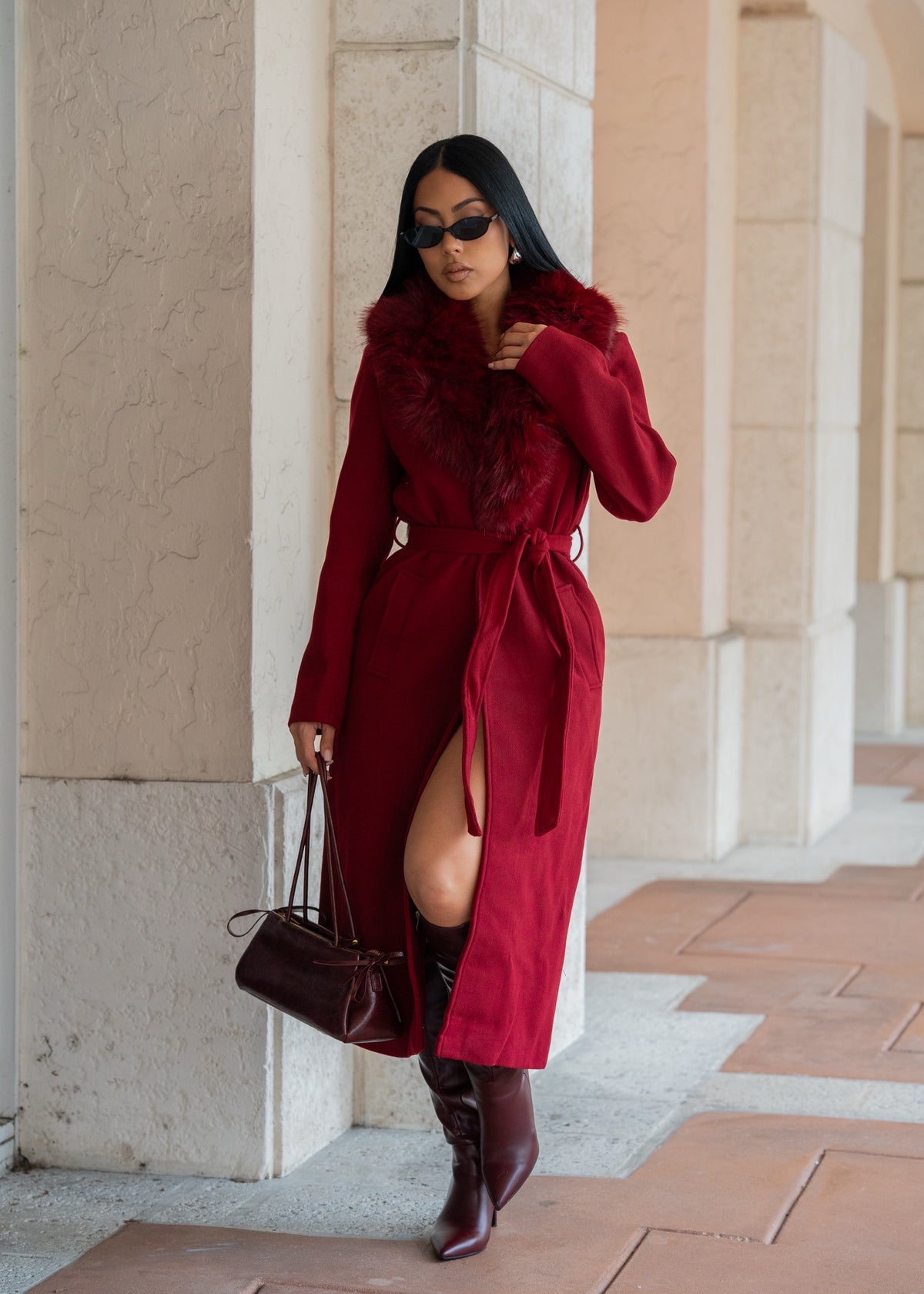 Luxury Addiction Faux Fur Coat Red