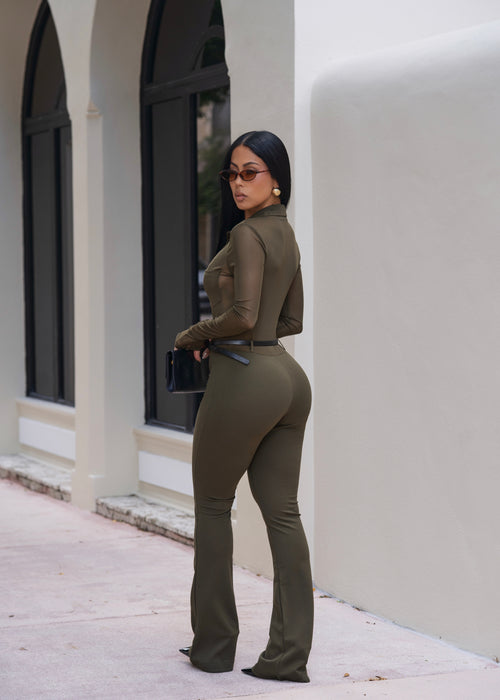 Enigma Nights Mesh Jumpsuit Green