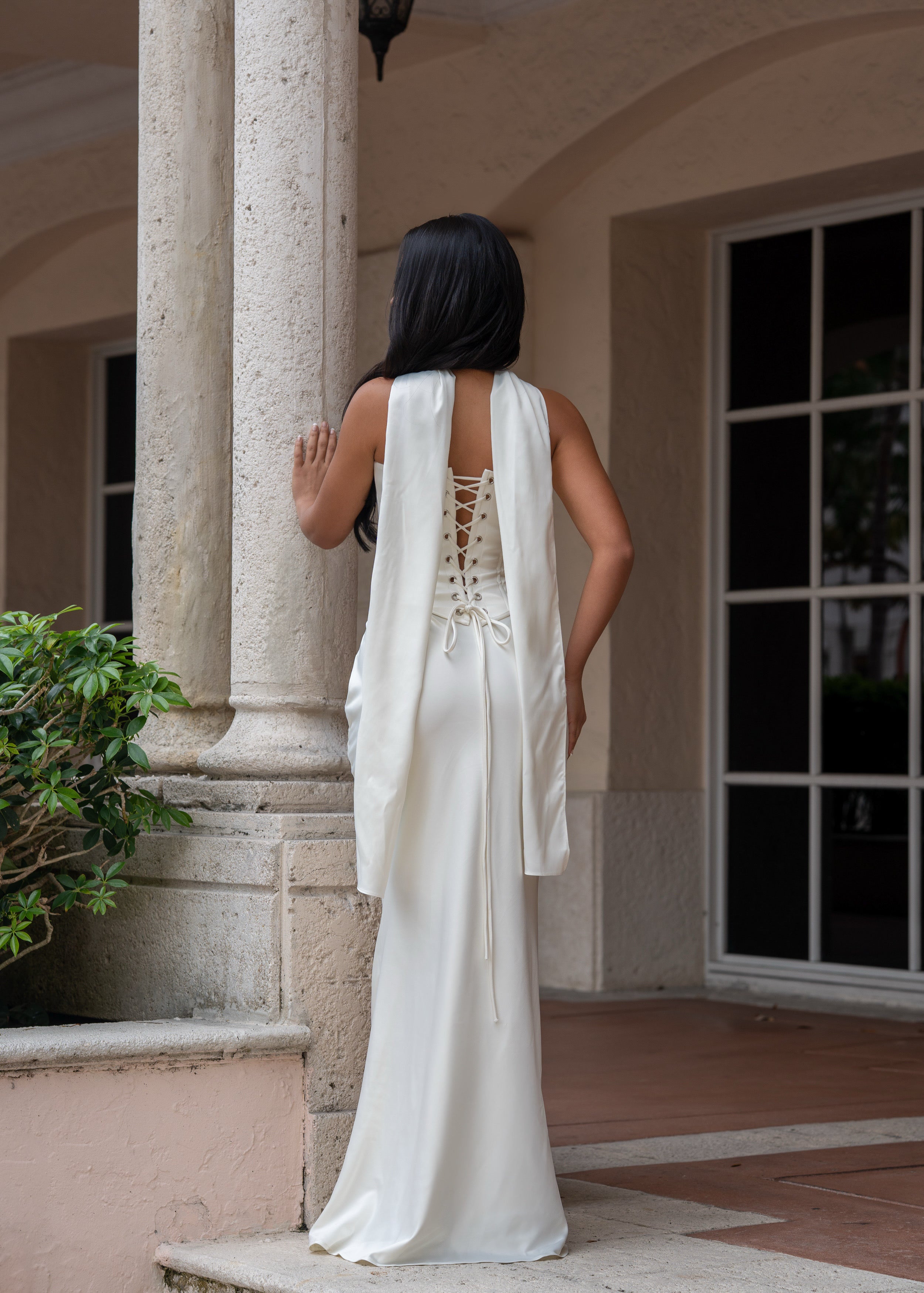 Love And Affection Corset Satin Skirt Set White