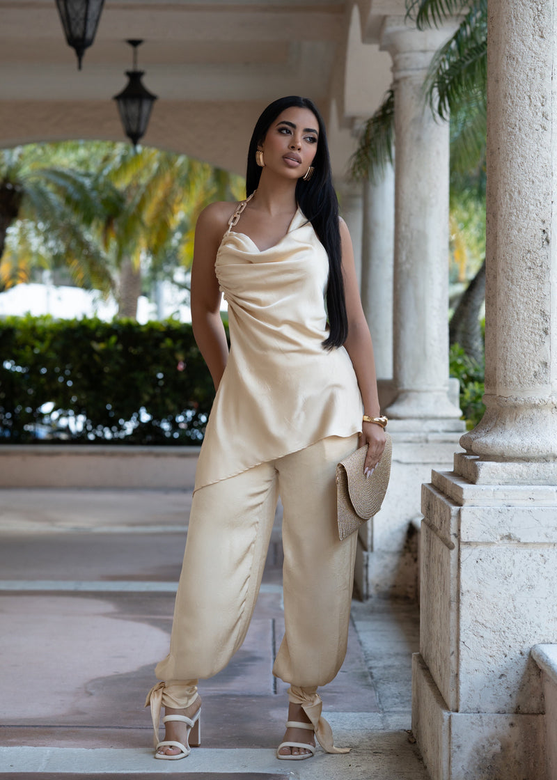 Empress Hour Ruched Pant Set Gold