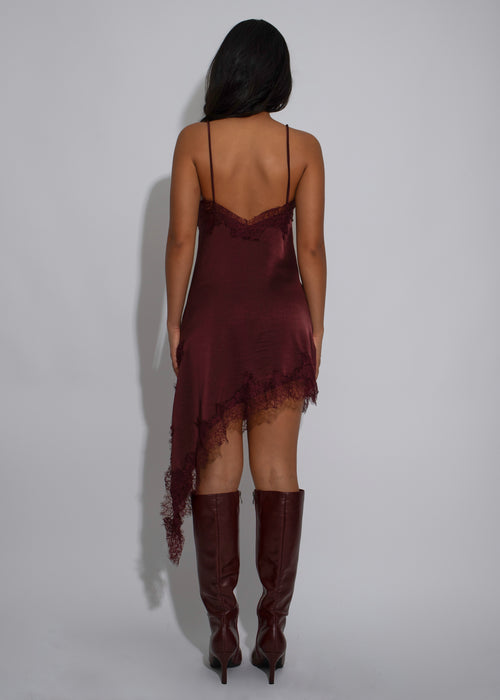 Rosette Drift Lace Mini Dress Red