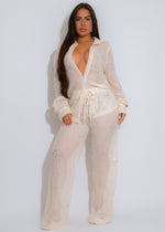 Palm Luxe Sequin Pant Set Nude