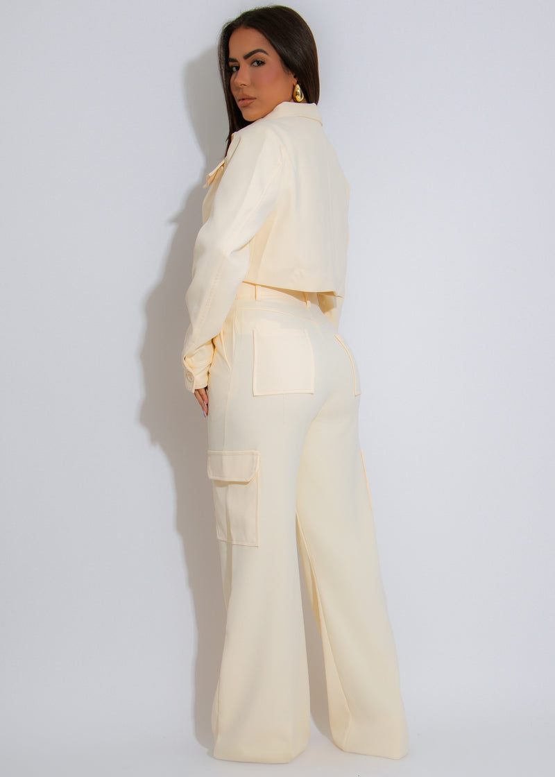 Luxe Utility Cargo Pant Set Yellow