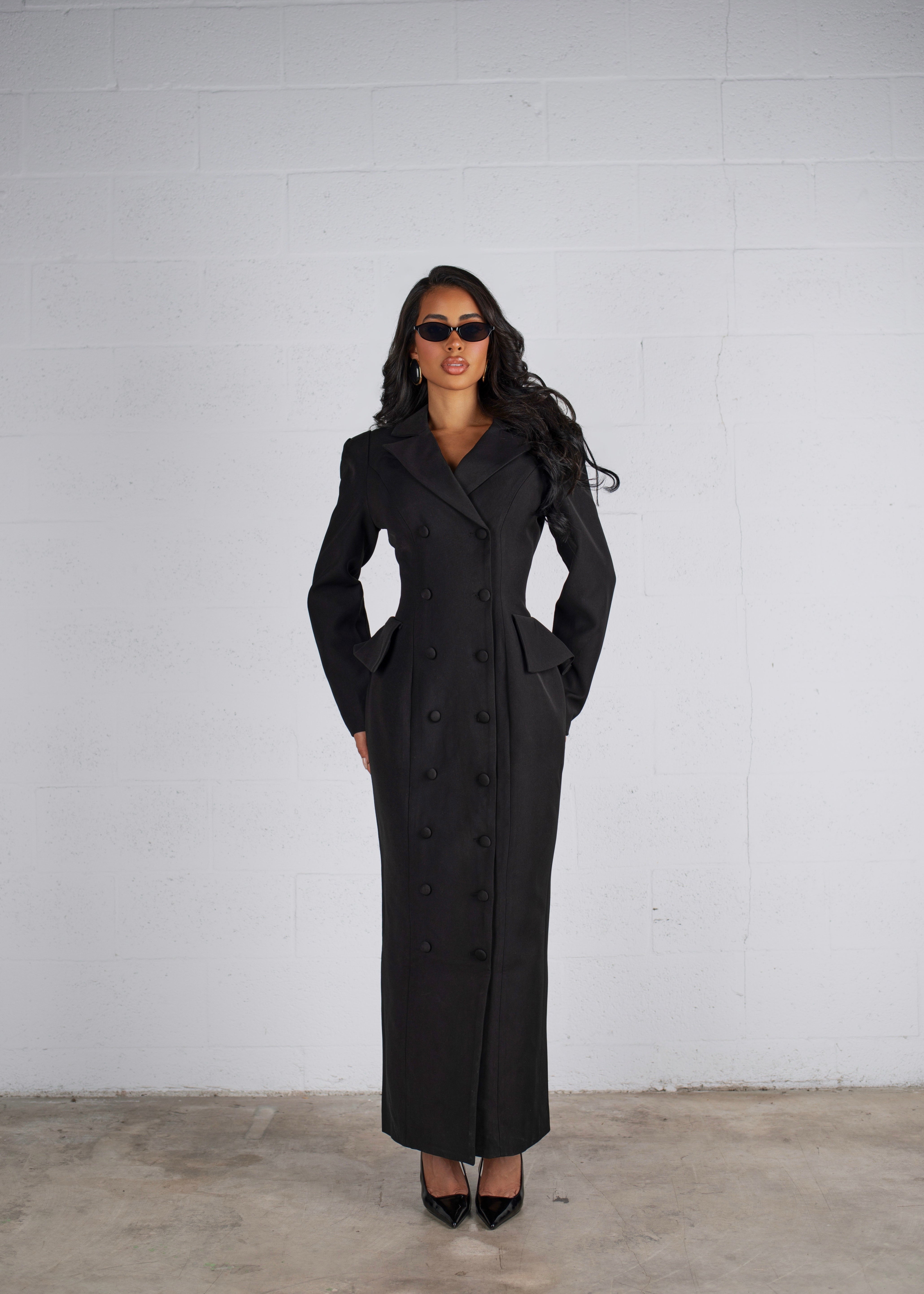 Executive Edge Blazer Maxi Dress Black