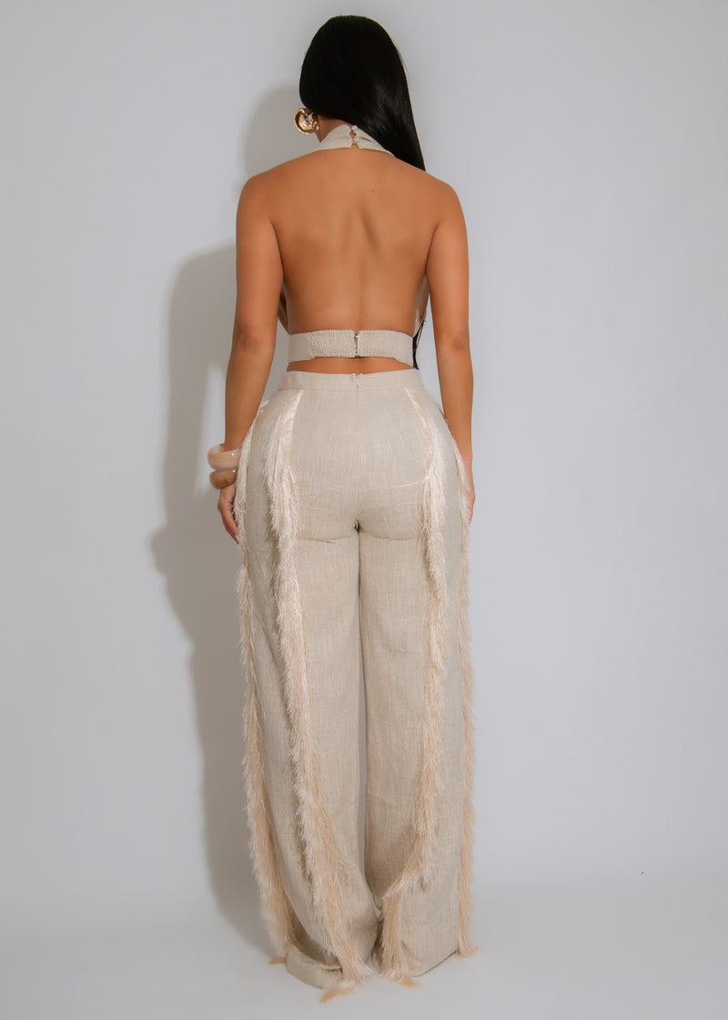 Desert Mirage Ruched Pant Set Nude