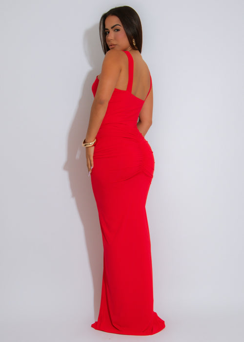 Adorable Affair Ruched Maxi Dress Red