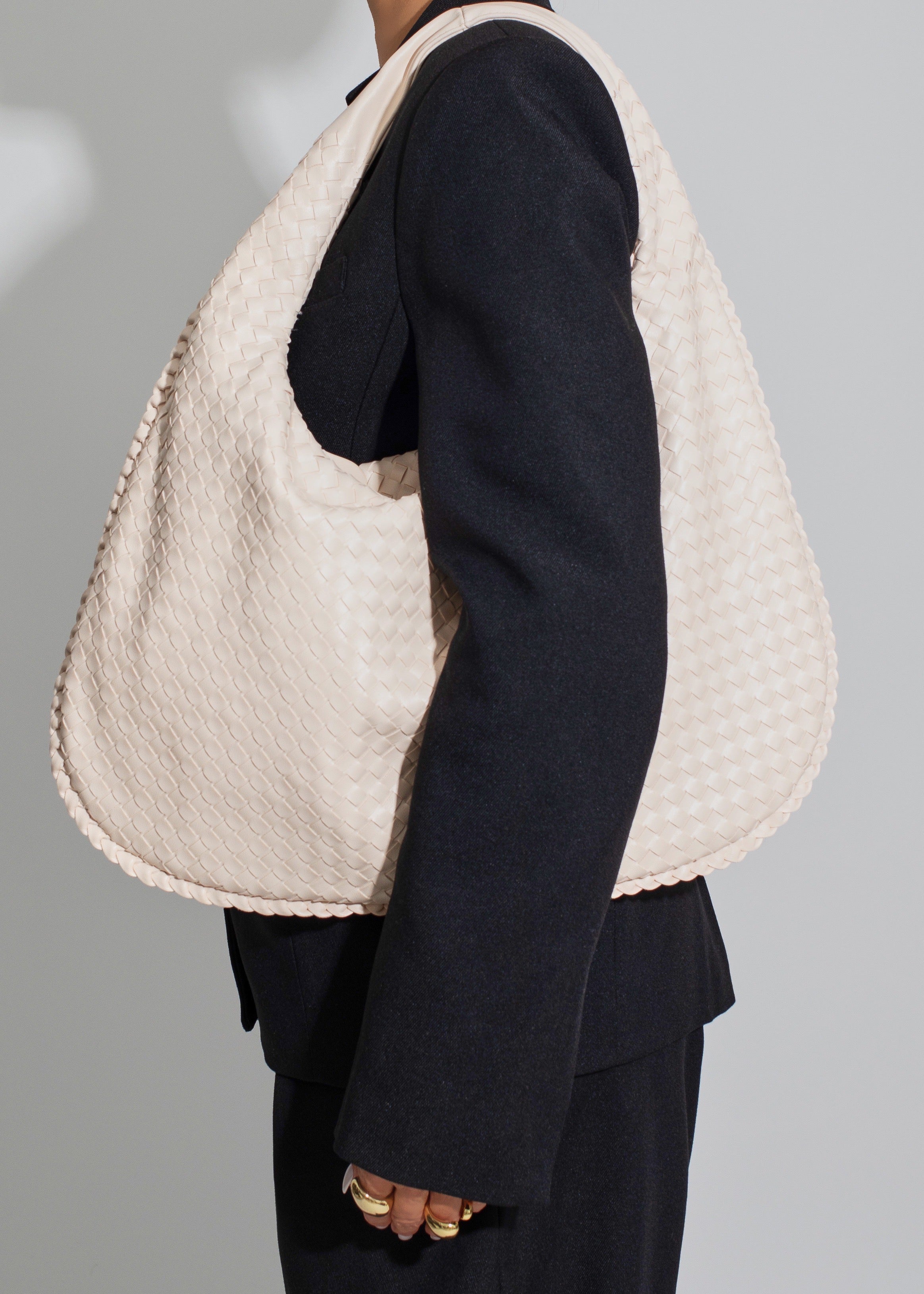Serenade Woven Hobo Handbag Nude