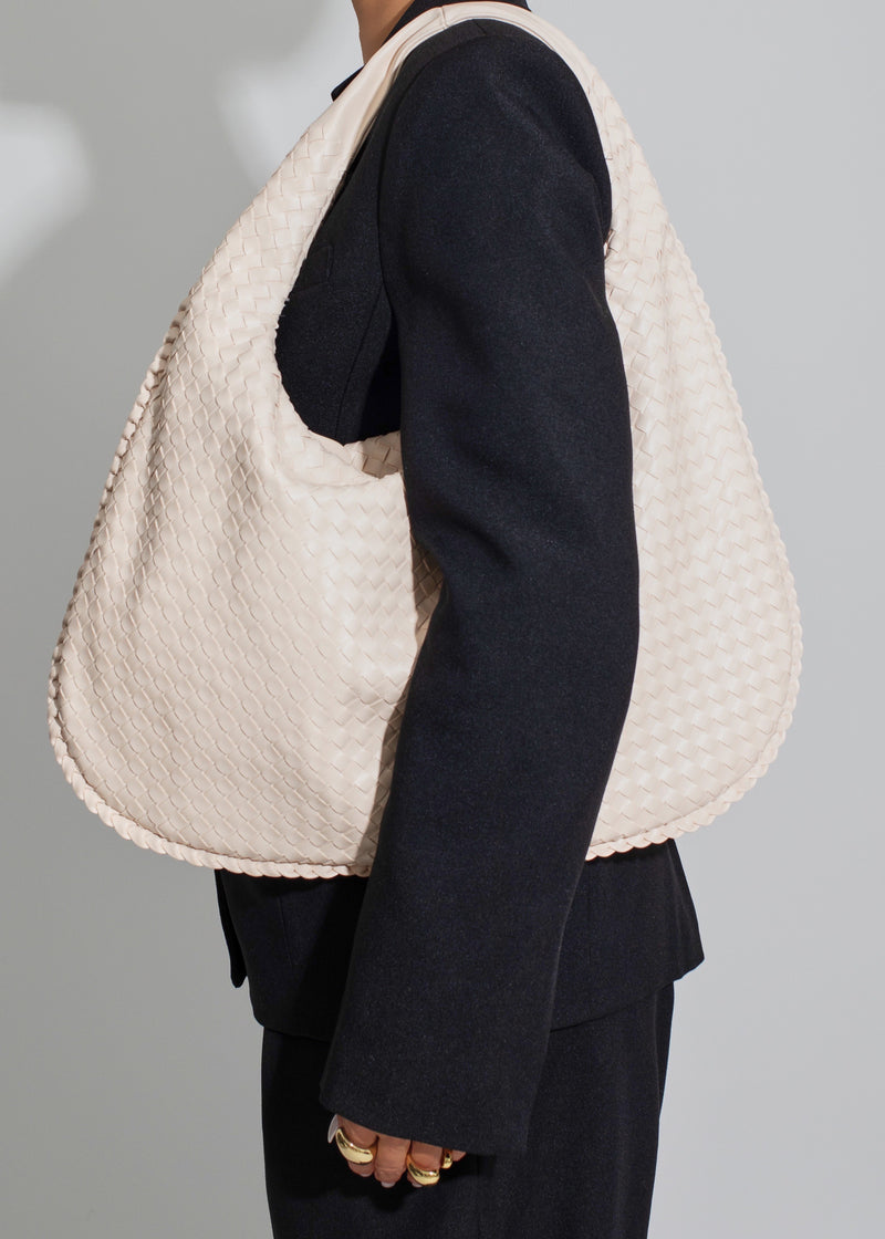 Serenade Woven Hobo Handbag Nude