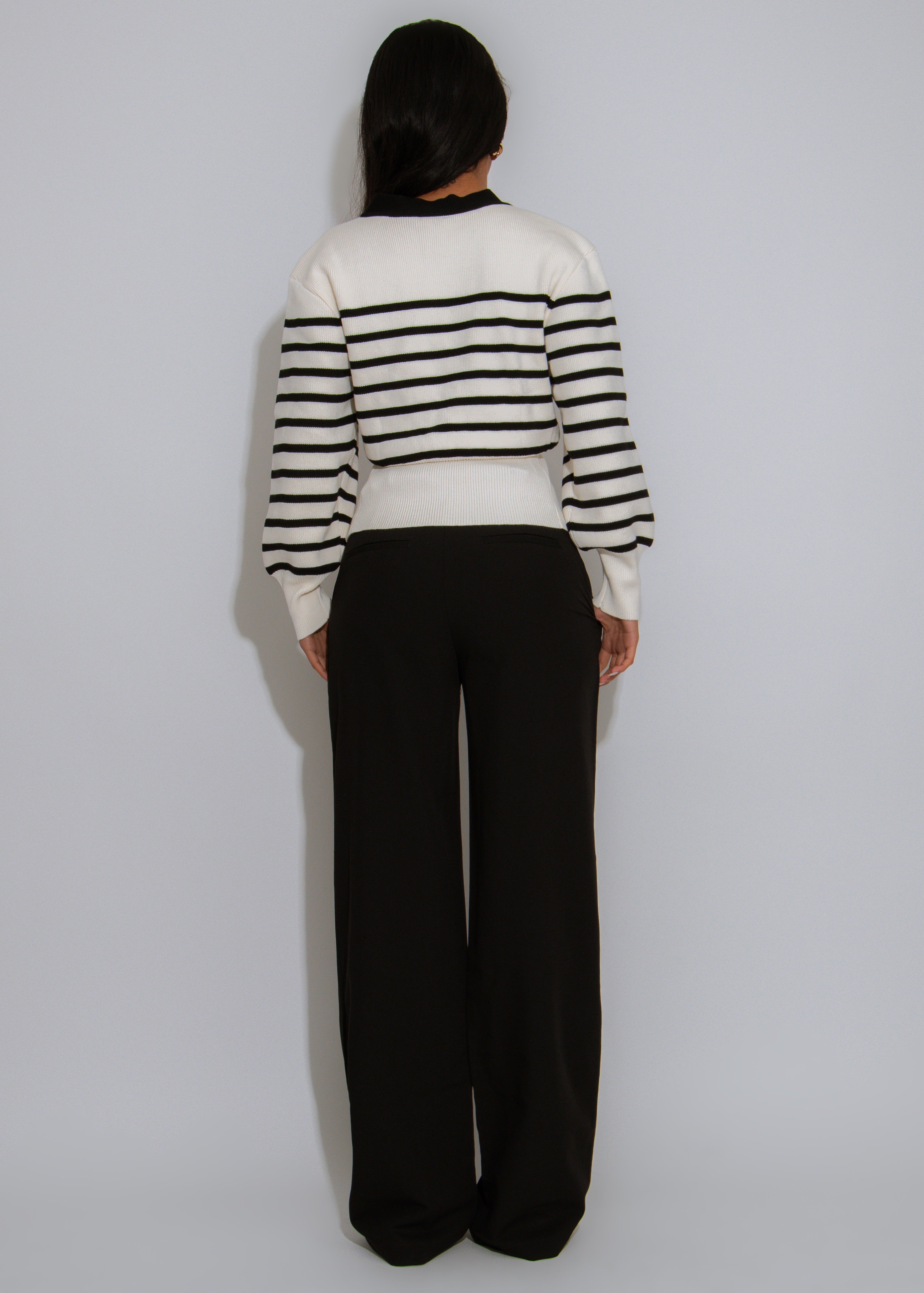 Atlantic Stripes Ribbed Sweater White