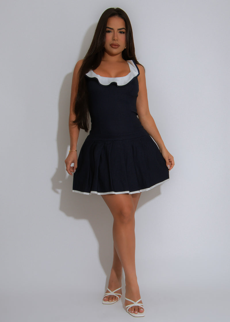 Sailaway Ruffle Mini Dress Blue