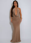 Split Intention Ruched Maxi Dress Nude