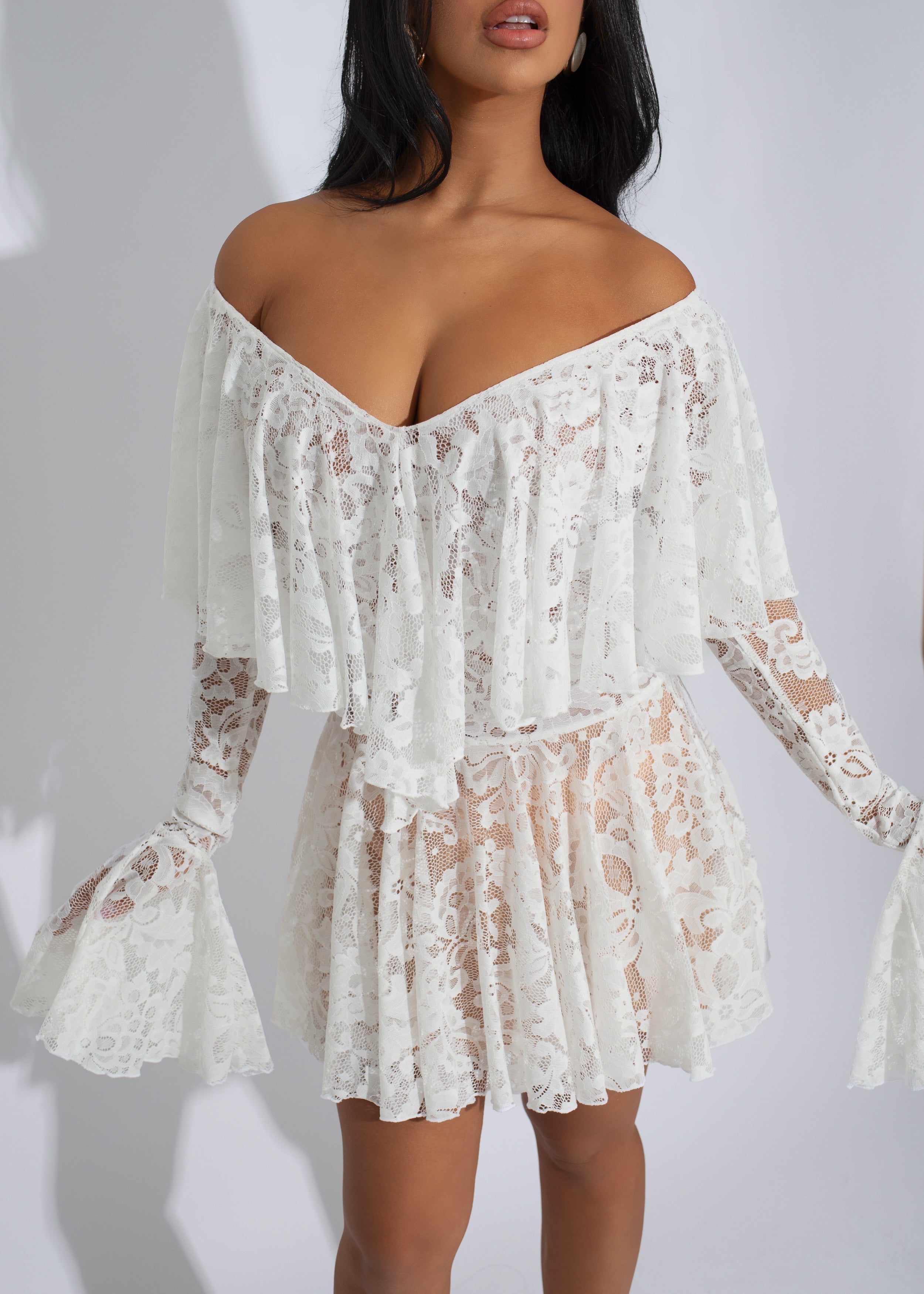 Angelic Desire Lace Mini Dress White
