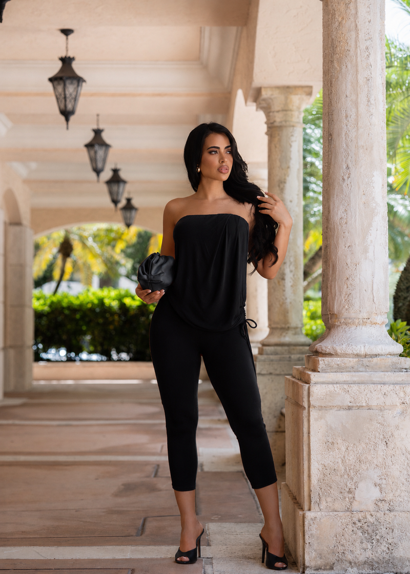 Sin After Sunset Ruched Capri Black