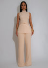The Draped Aura Ribbed Pant Set Nude