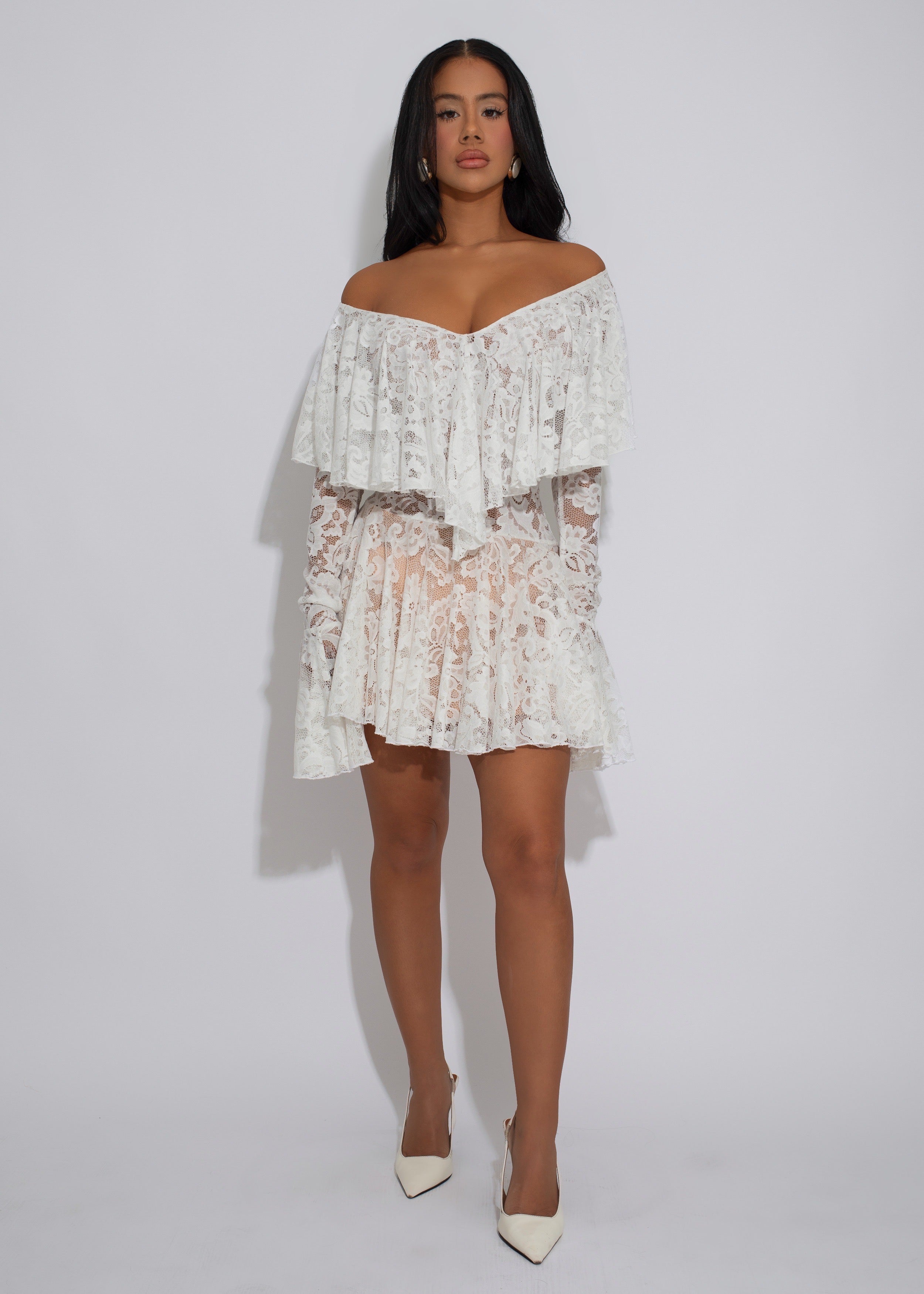 Angelic Desire Lace Mini Dress White