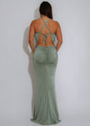 Sculpted Aura Ruched Maxi Dress Green