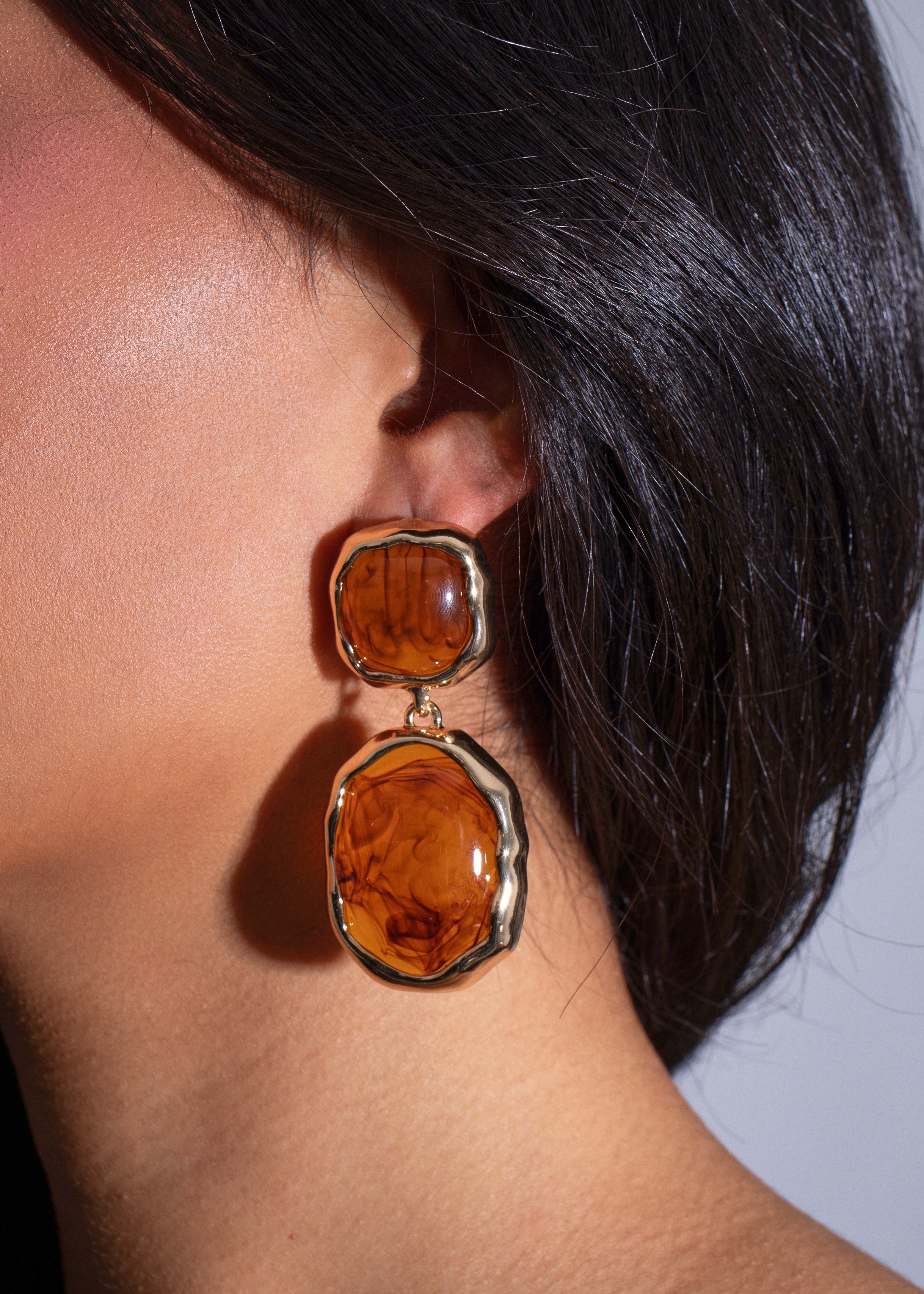 Eden Stone Earrings Brown