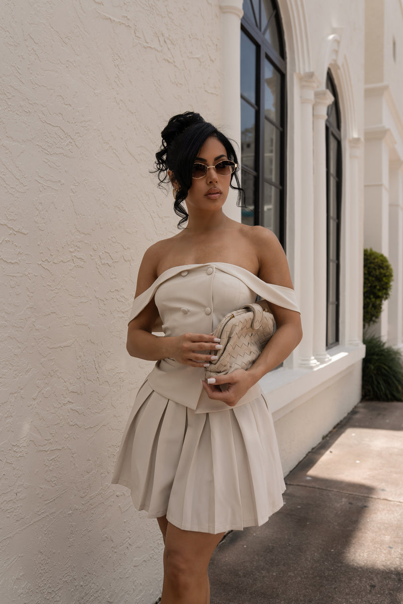 Soft Authority Skirt Set Nude