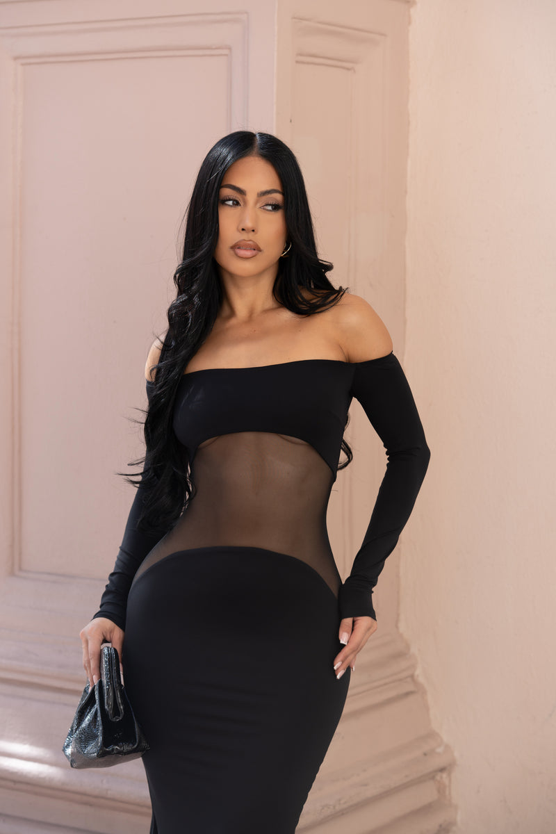 Aura Mesh Maxi Dress Black