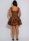 Feline Frenzy Leopard Ruched Mini Dress Brown