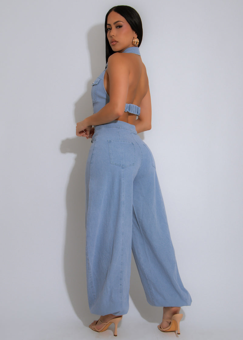 Retro Drive Jumpsuit Light Denim