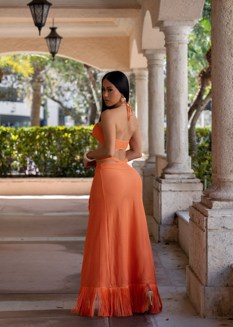 Siren’s Whisper Shell Maxi Dress Orange