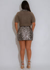 Cozy Spark Sequin Skirt Set Grey