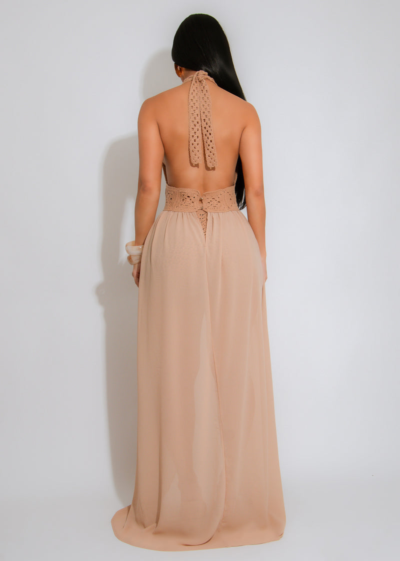 Oasis Mirage Crochet Mesh Short Set Nude