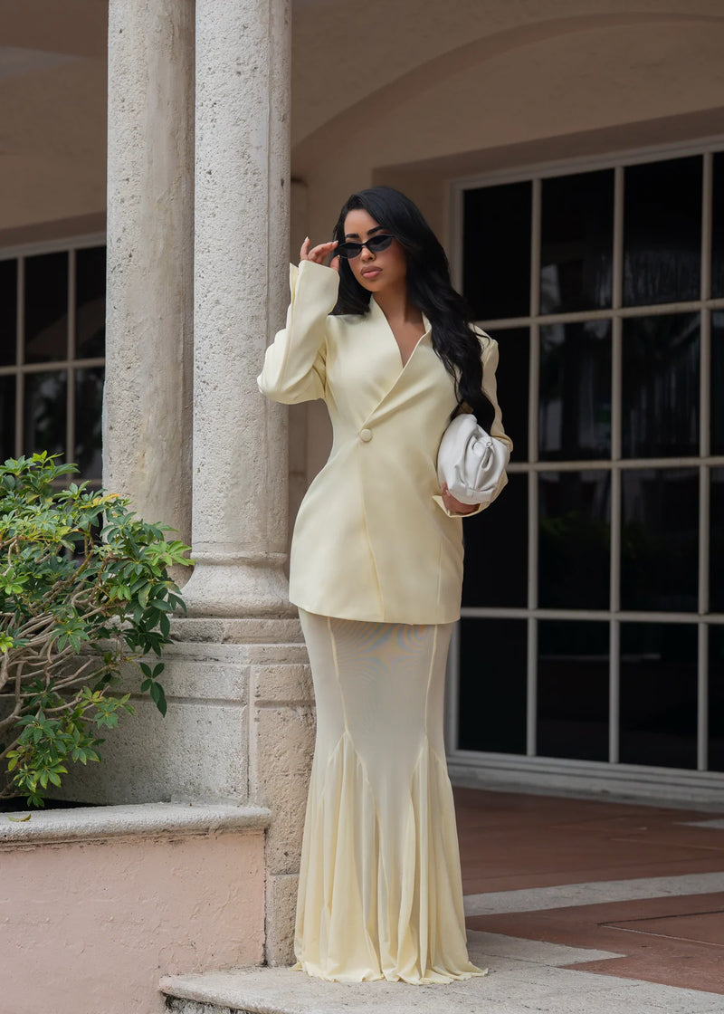 Luxe Layers Mesh Skirt Set Yellow