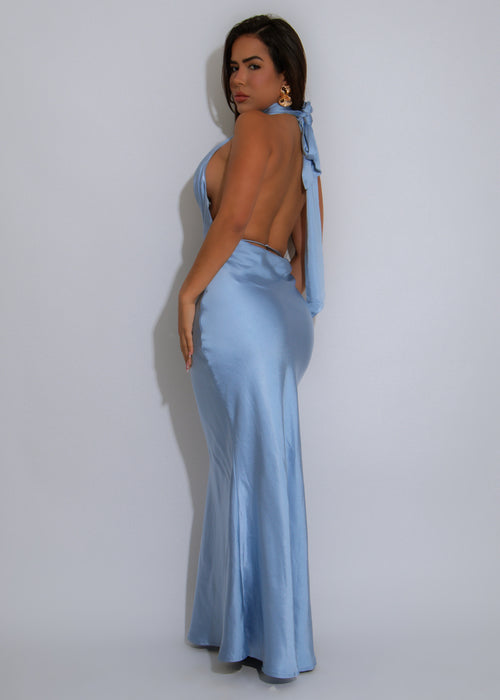 Elysian Slip Satin Maxi Dress Blue