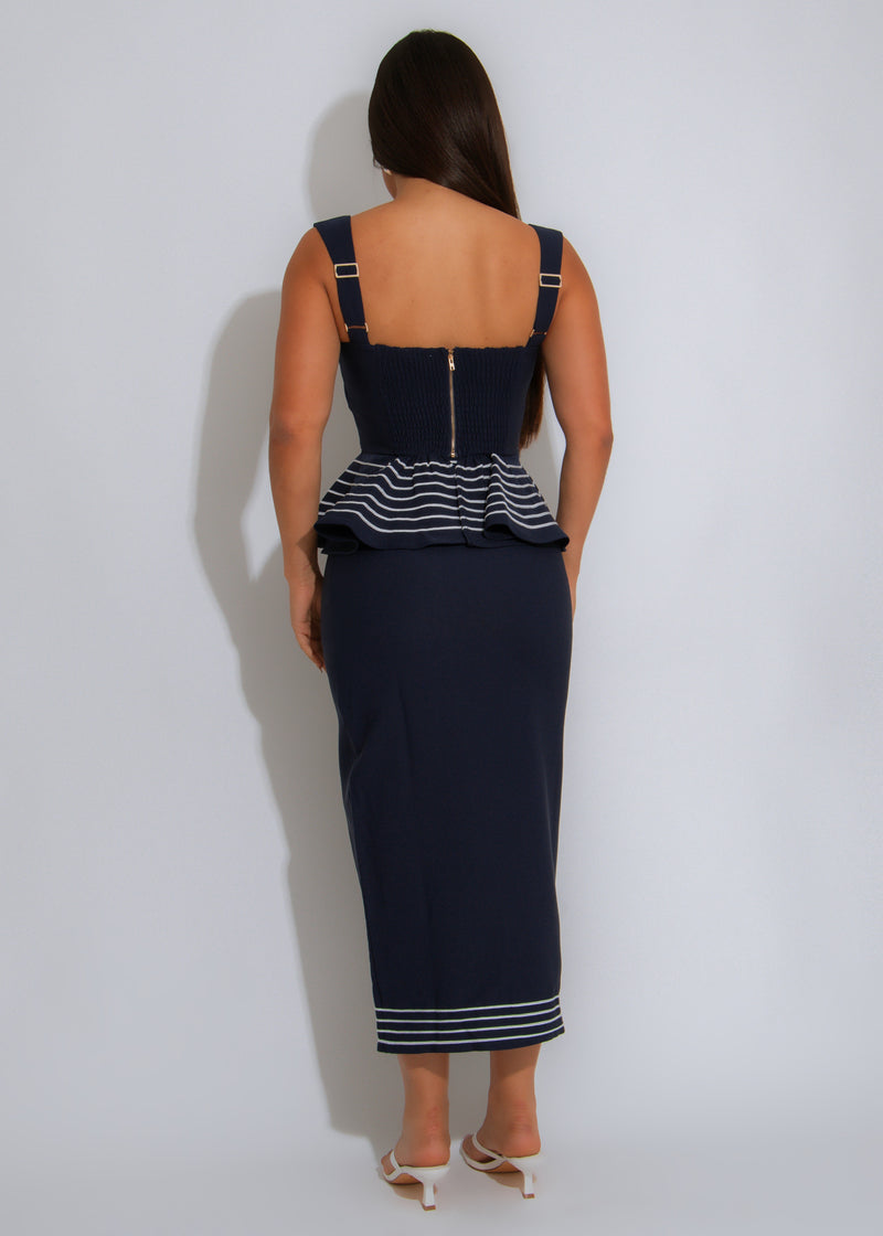 Sailaway Muse Stripes Skirt Set Blue