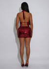 After Dark Glimmer Sequin Skirt Set Red