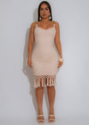 Sea Lace Crochet Mini Dress Nude