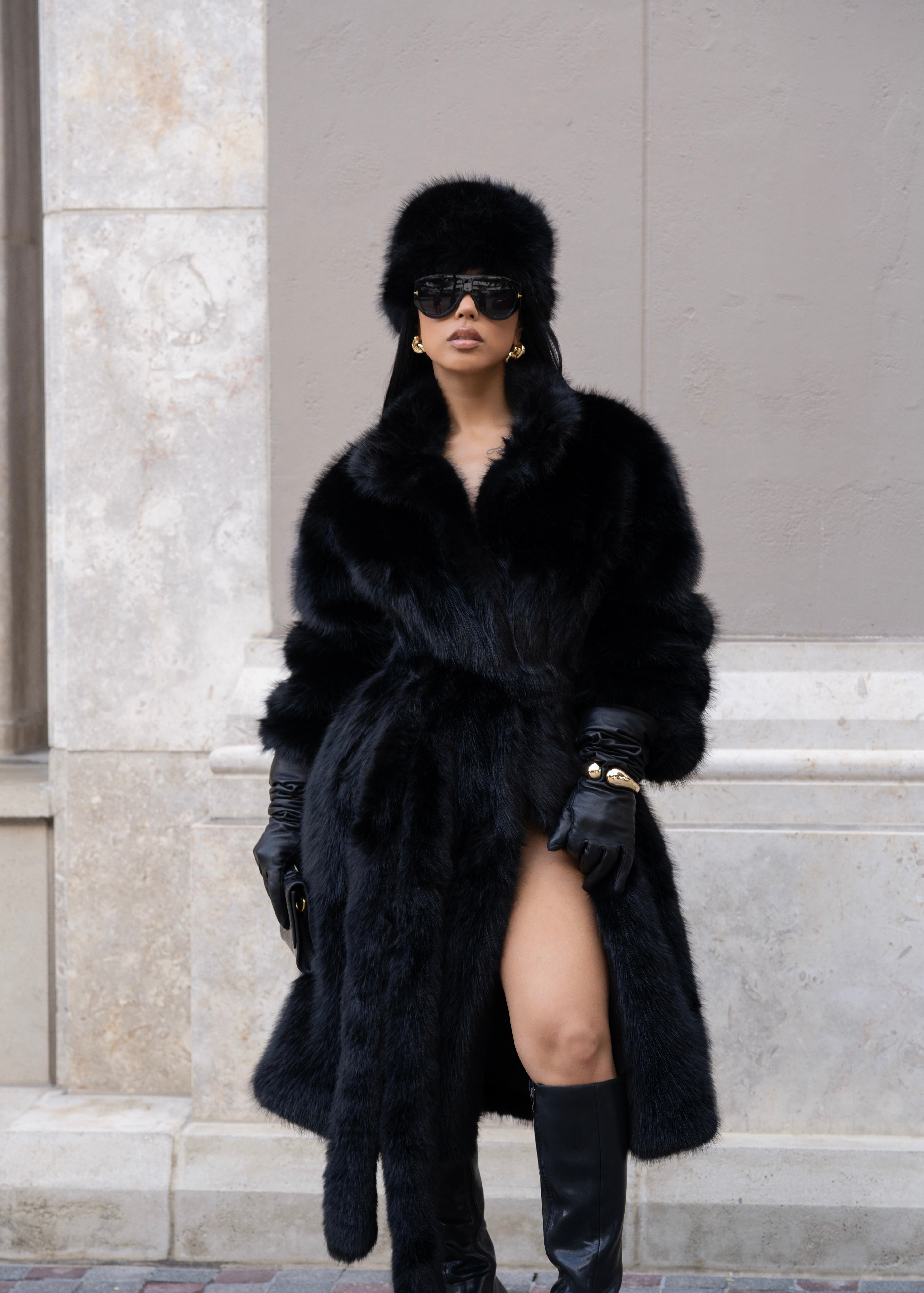 Luxe Instinct Faux Fur Coat Black