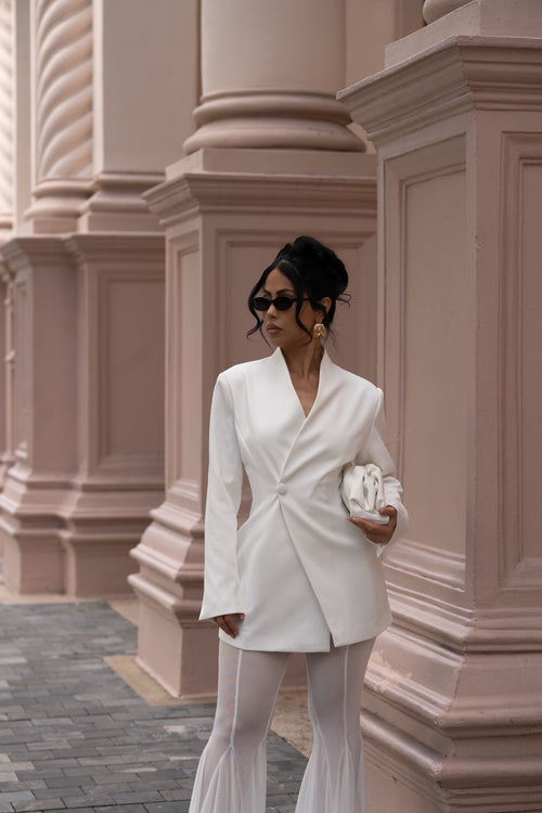 Luxe Layers Mesh Pant Set White