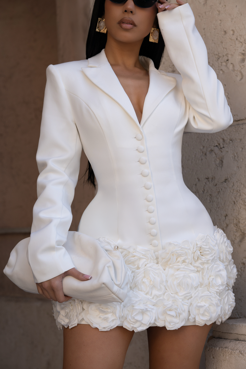 Rose Reign Blazer Mini Dress White
