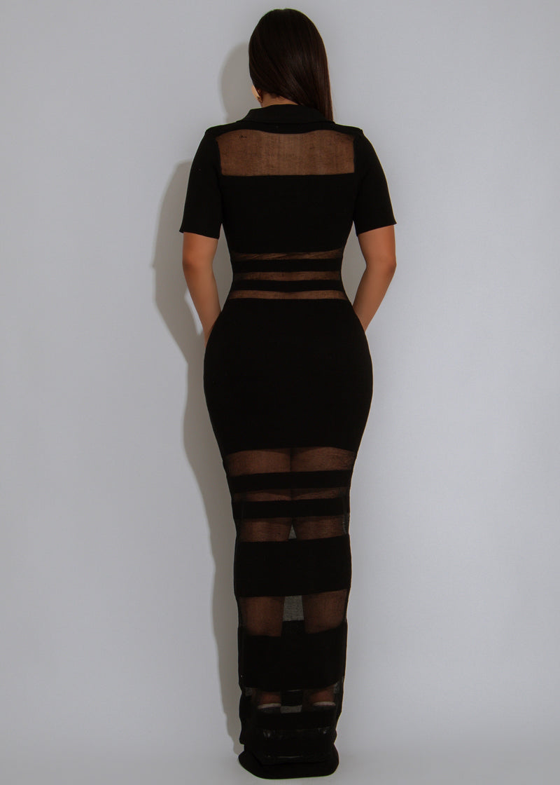 Modern Motion Mesh Maxi Dress Black