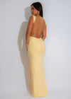 Sculpted Glow Ruched Maxi Dress Yellow