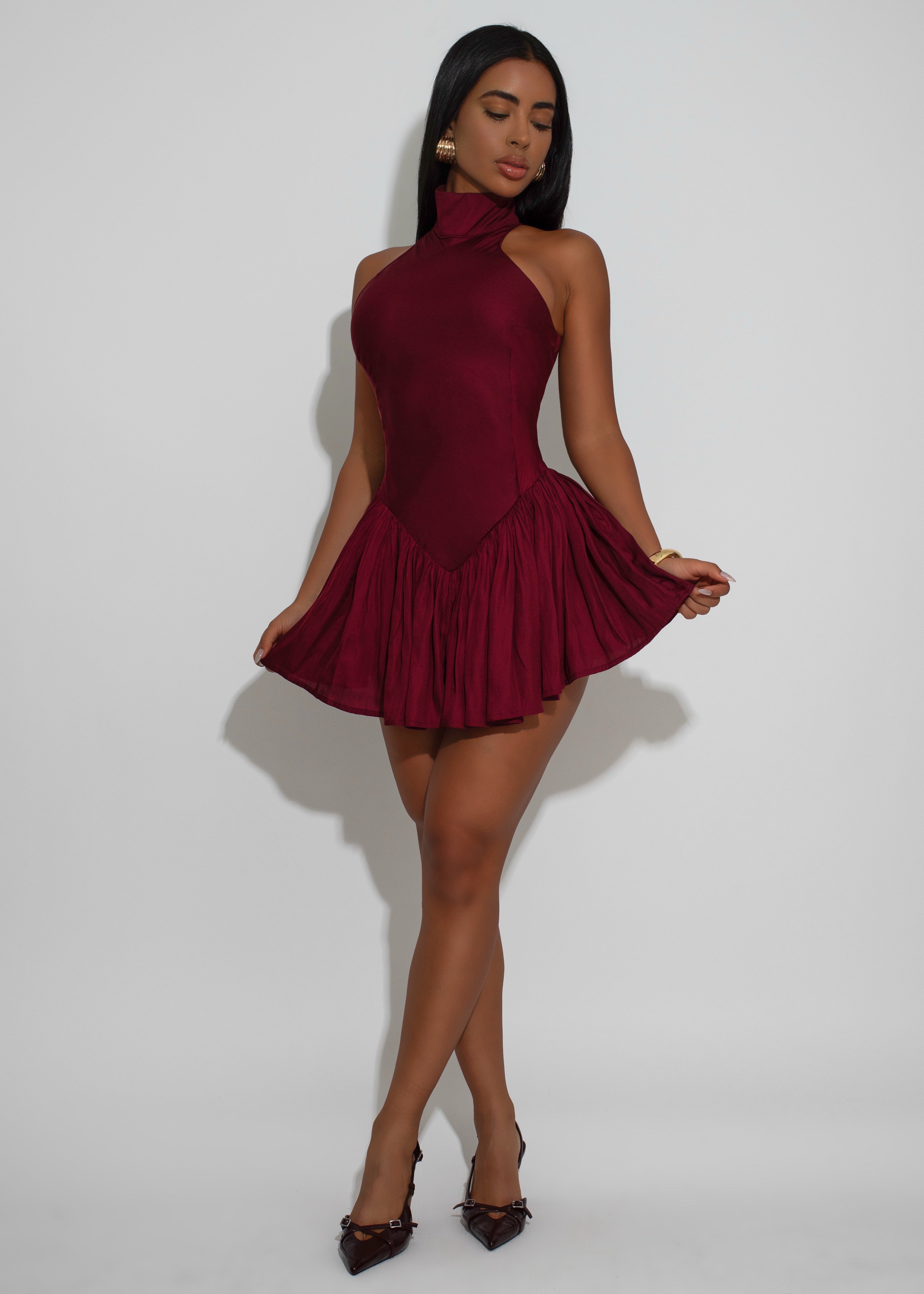 Velvet Rush Mini Dress Red