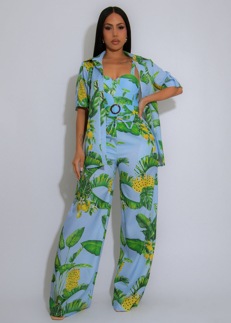 Tropicana Drift Floral Swimsuit Set Blue