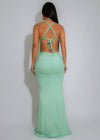 Mirage Flame Ruched Maxi Dress Green
