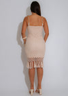 Sea Lace Crochet Mini Dress Nude