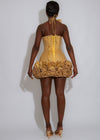 Bloom Siren Floral Mini Dress Gold
