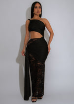 After Dusk Lace Ruched Maxi Dress Black