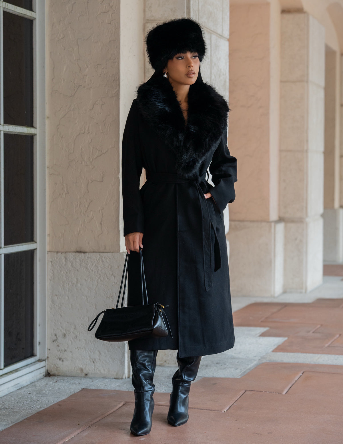 Luxury Addiction Faux Fur Coat Black