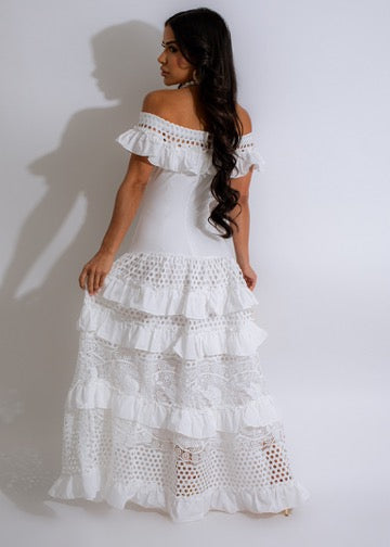 Summer In Greece Lace Maxi Dress White