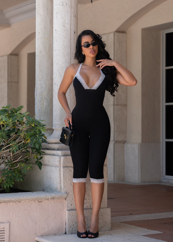 Kiss of Couture Lace Capri Black