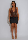 Moonlight Drape Ruched Long Top Brown